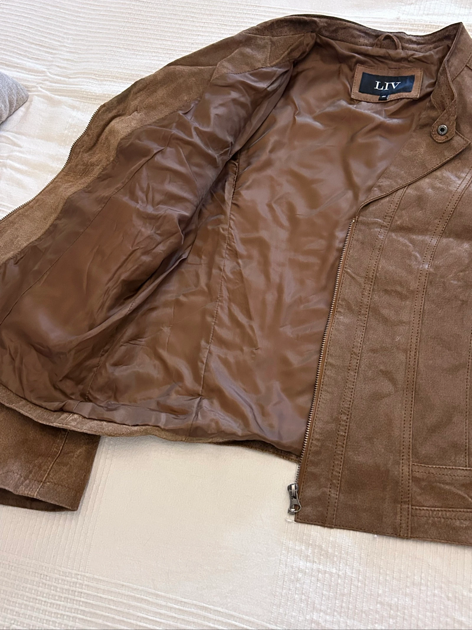 Veste vintage 100% cuir couleur marron taille 46 – photo 5